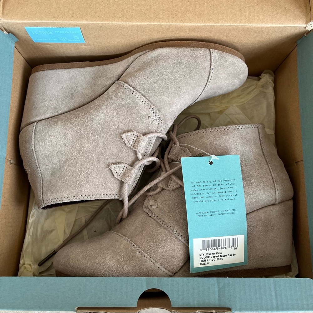 TOMS Suede Wedge Booties